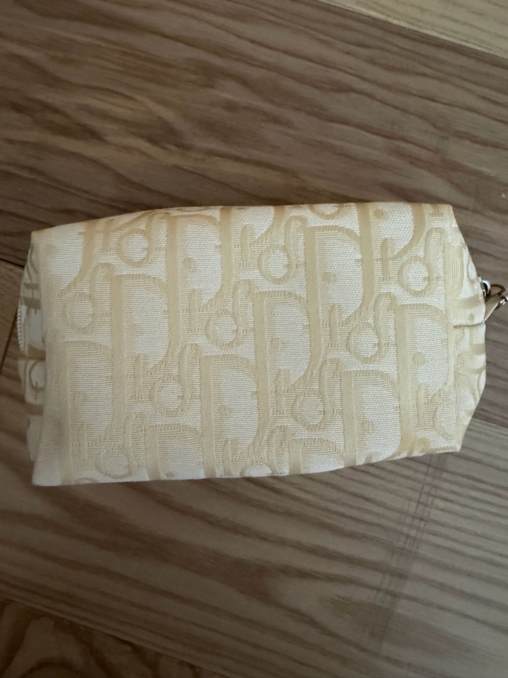 Beige Jacquard Women's Cosmetic Pouch